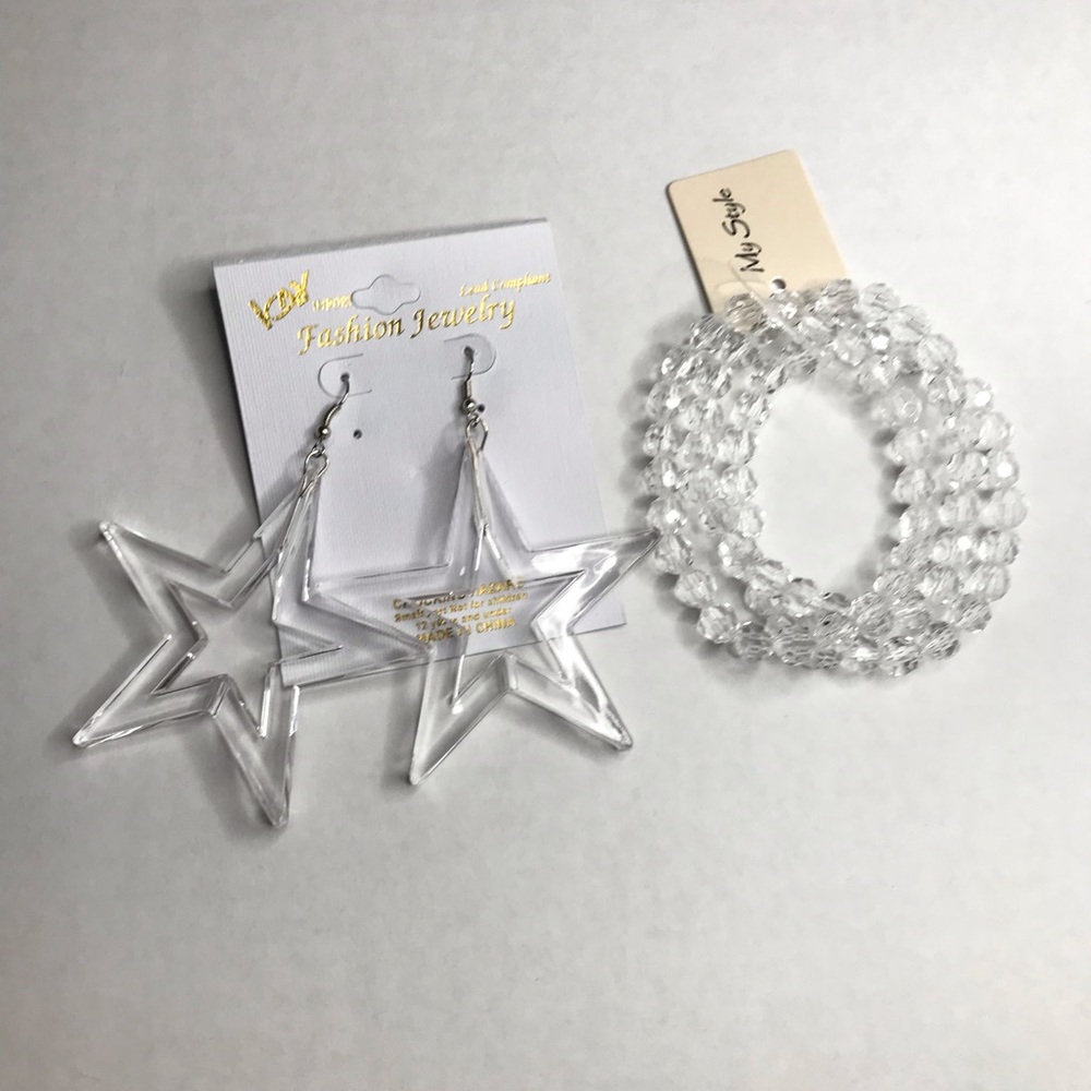 Clear Earrings and Bracelet Set...